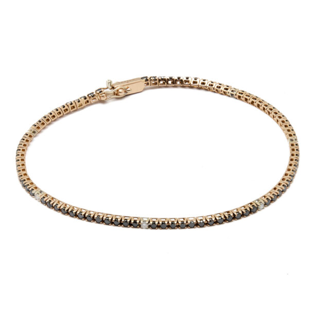 Bracciale tennis Crieri in oro bianco e rosa con diamanti bianchi e neri