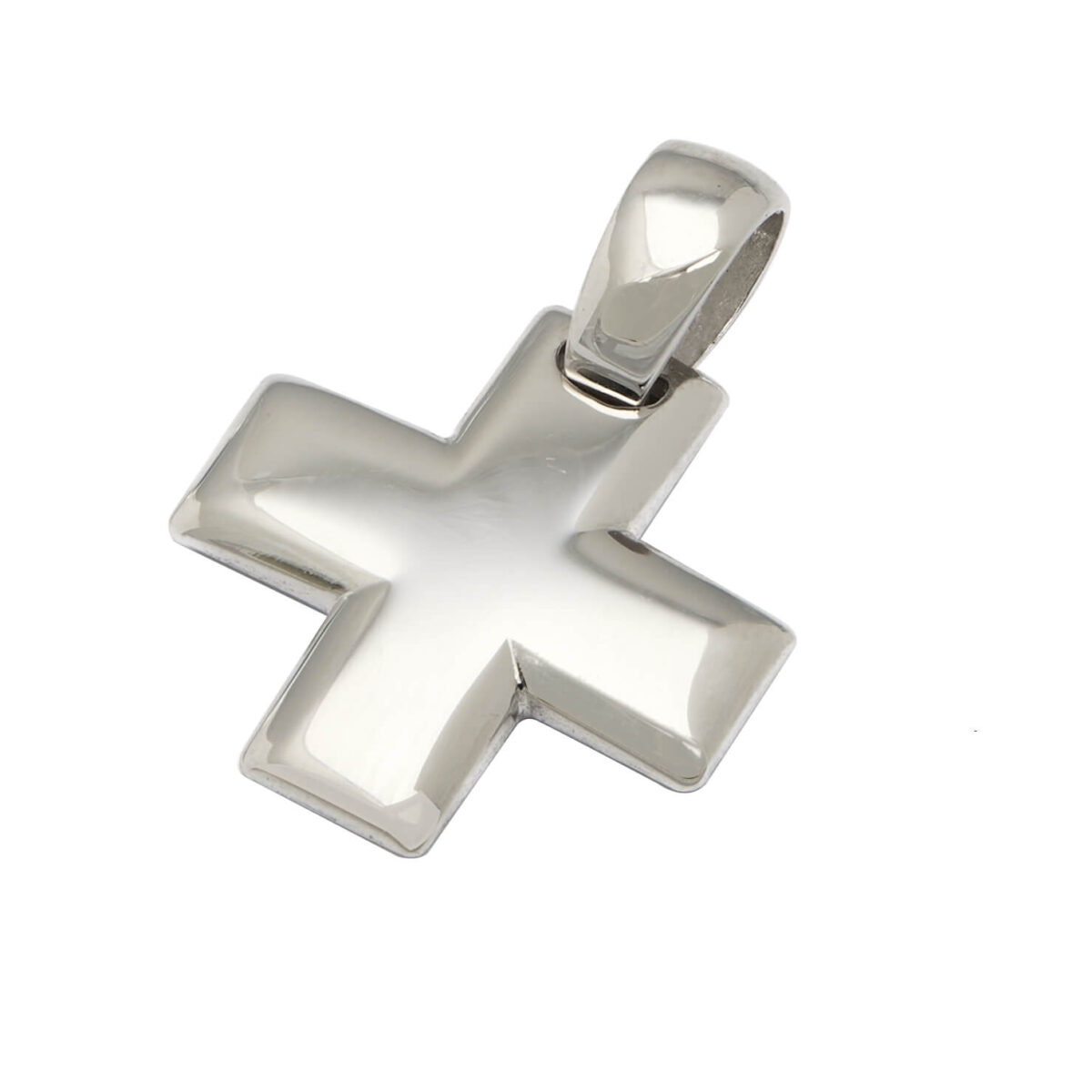 Ciondolo croce quadrata in oro bianco