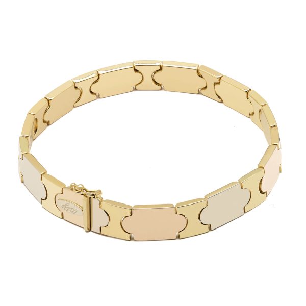 Bracciale a piastre tre ori 18kt