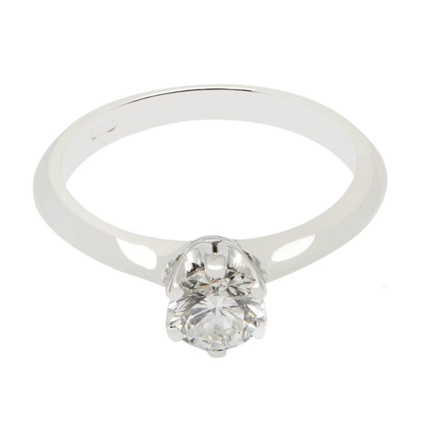 Anello solitario modello Tiffany con diamante 0,58ct certificato IGI