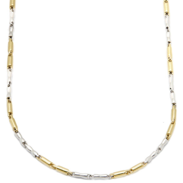 Collana con maglie 2+2 in oro giallo e bianco 18kt
