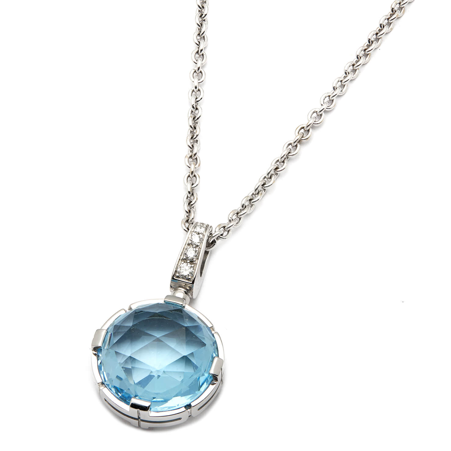Collana Bulgari Parentesi Cocktail in oro bianco, topazio blu e diamanti