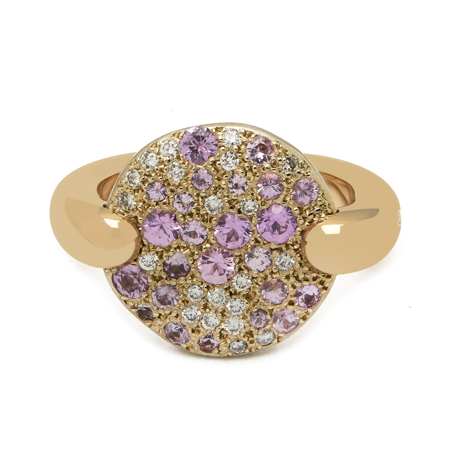 Anello Pomellato Sabbia in oro giallo 18kt con zaffiri rosa e diamanti