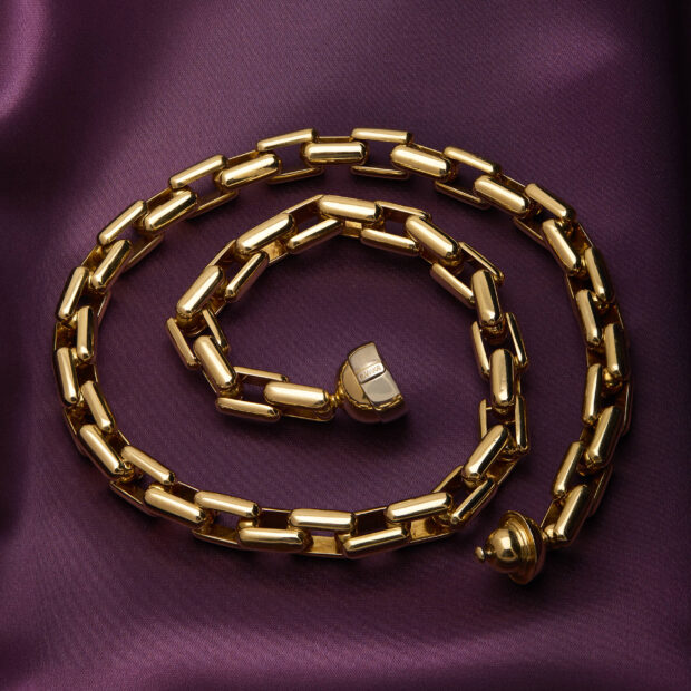 Collana Barakà maglia catena rettangolare con chiusura ball