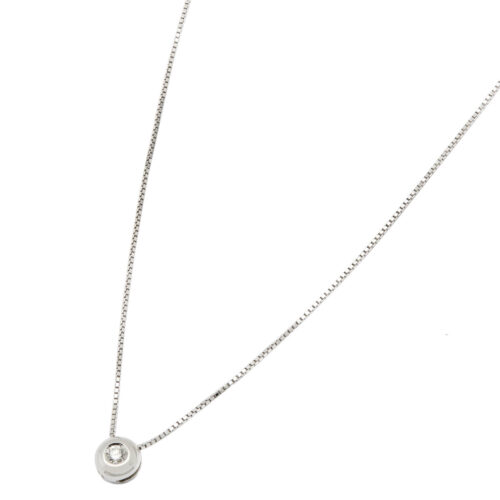 Catenina punto luce in oro bianco con castone cipollino e diamante 0,07ct