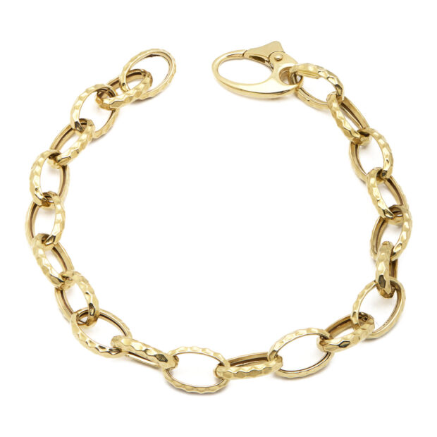 Bracciale in oro giallo con maglia ovale lavorata