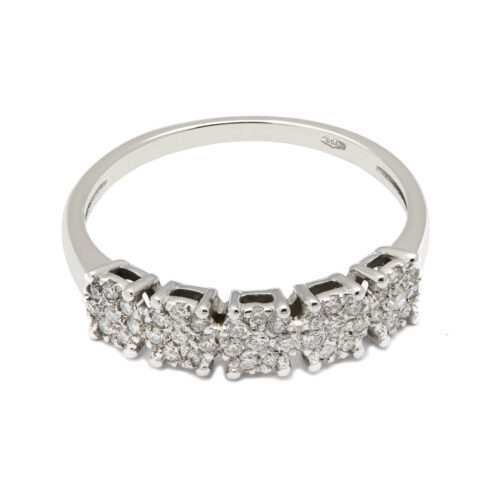 Anello veretta fiore magic in oro bianco e diamanti
