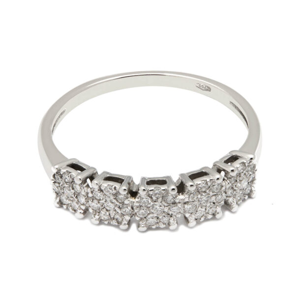 Anello veretta fiore magic in oro bianco e diamanti