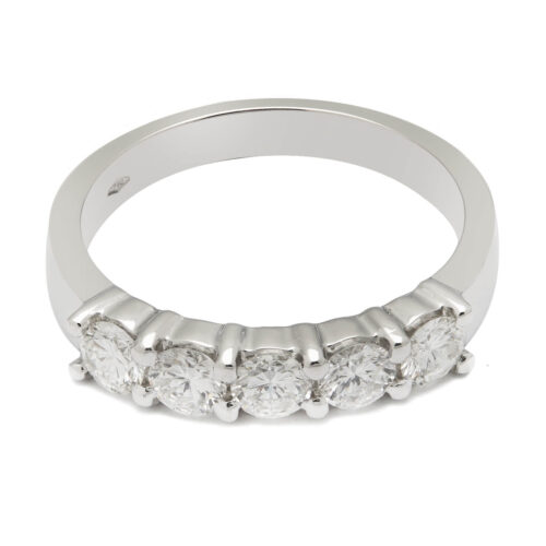 Anello veretta in oro bianco e diamanti 0,85ct