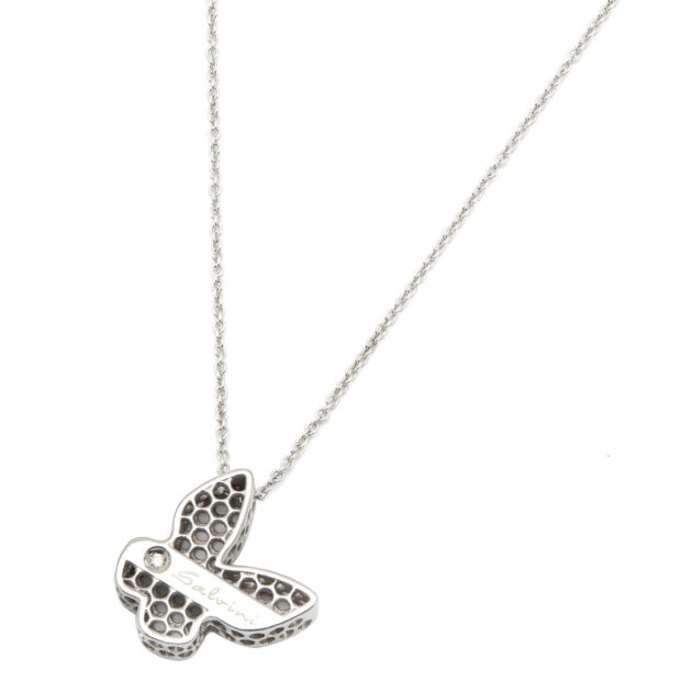 Catenina Salvini in oro bianco 9kt con ciondolo farfalla e diamantino