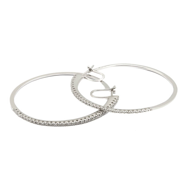 Orecchini in oro bianco e diamanti diametro 4,5cm