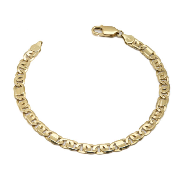 Bracciale in oro giallo con maglia piena occhio di tigre e di pernice