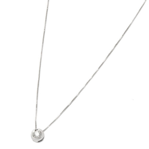 Catenina punto luce in oro bianco con castone cipollino e diamante 0,07ct