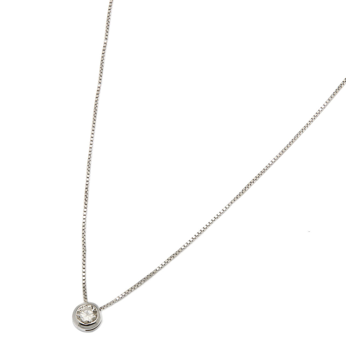 Catenina punto luce in oro bianco con castone cipollino e diamante 0,20ct