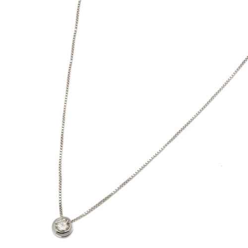 Catenina punto luce in oro bianco con castone cipollino e diamante 0,20ct