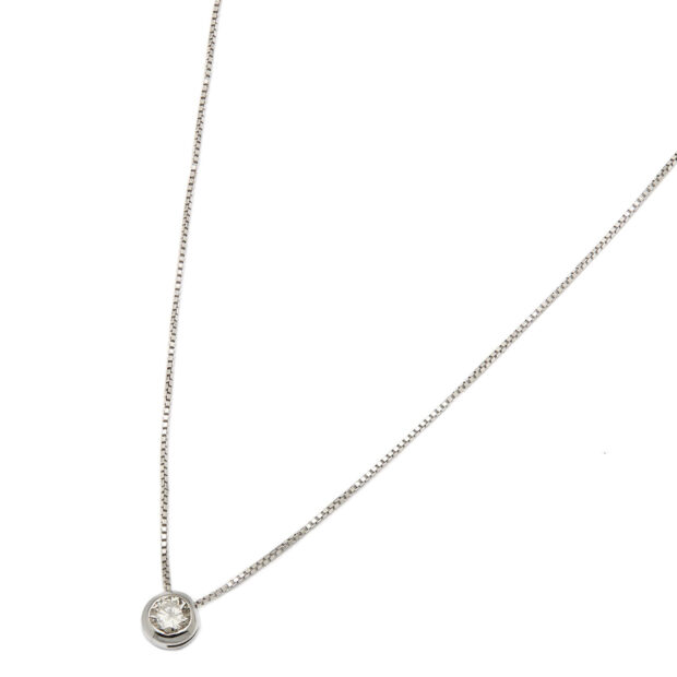 Catenina punto luce in oro bianco con castone cipollino e diamante 0,20ct