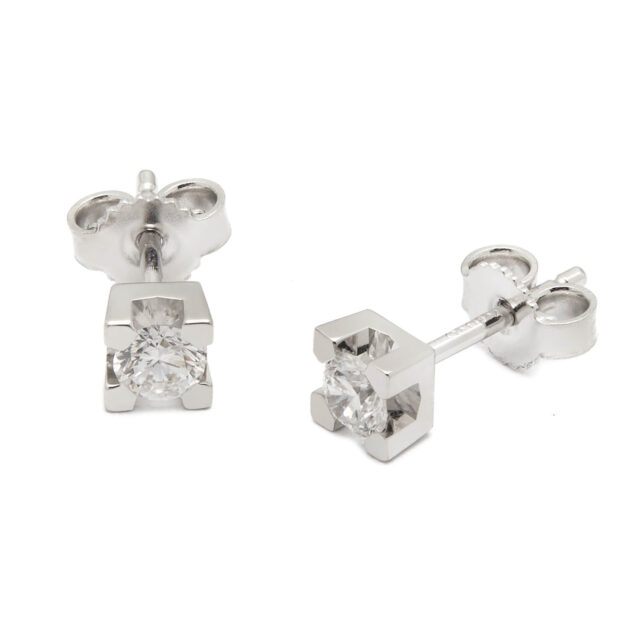 Orecchini punto luce torniti con diamanti 0,47ct