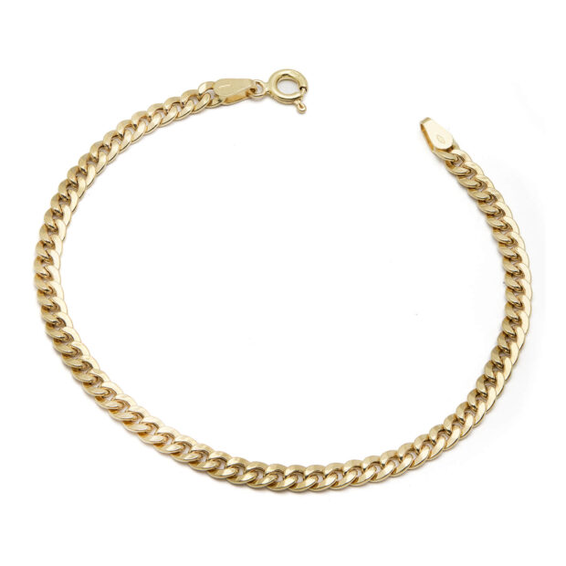 Bracciale in oro giallo con maglia groumette piatta