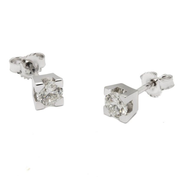 Orecchini punto luce torniti con diamanti 0,80ct tot