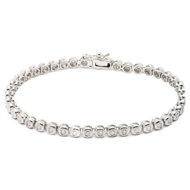 Bracciale tennis cipollina in oro bianco e diamanti 1,29ct