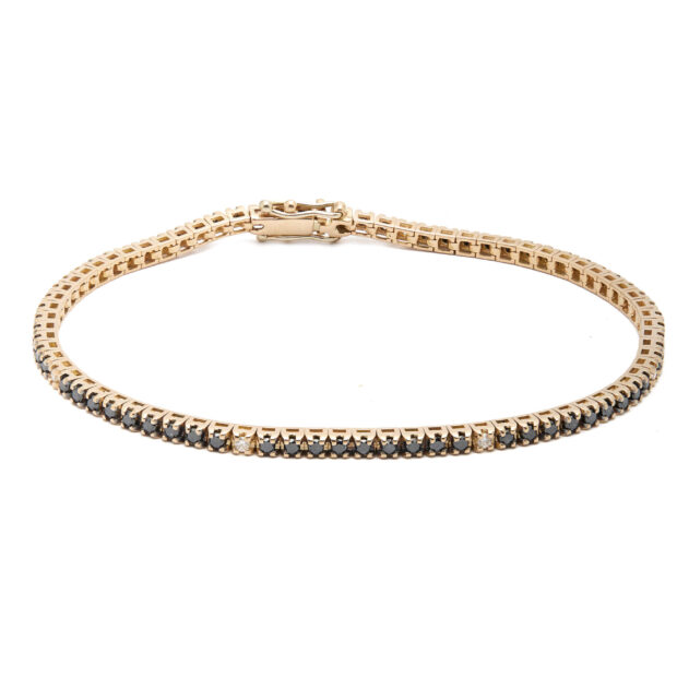 Bracciale oro rosa con diamanti bianchi e neri