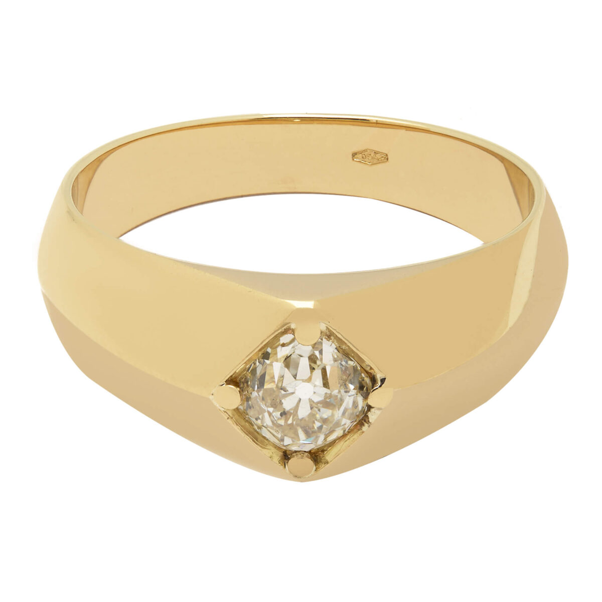 Anello in oro giallo e diamante taglio antico 0,70ct