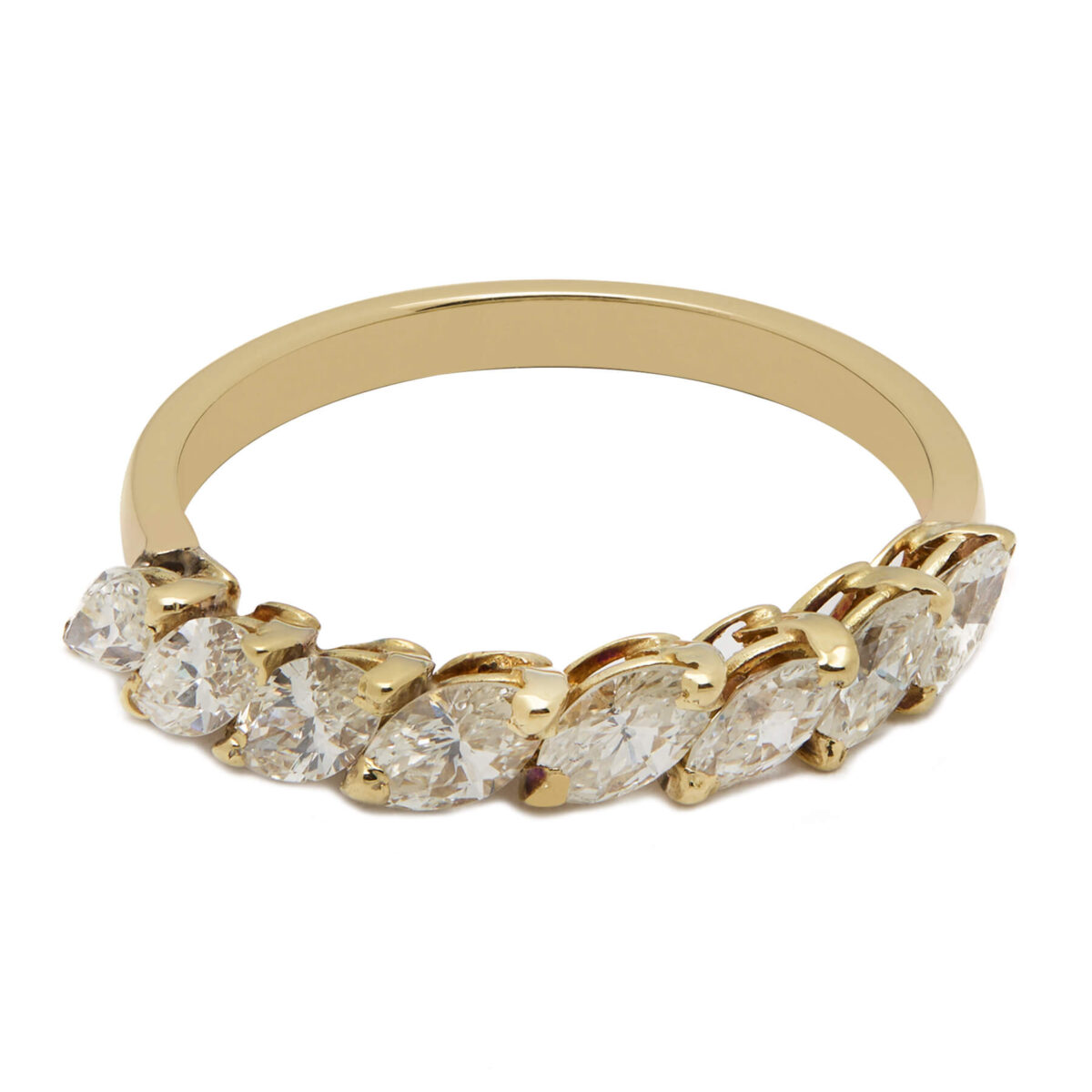 Anello veretta con diamanti marquise in oro 14kt