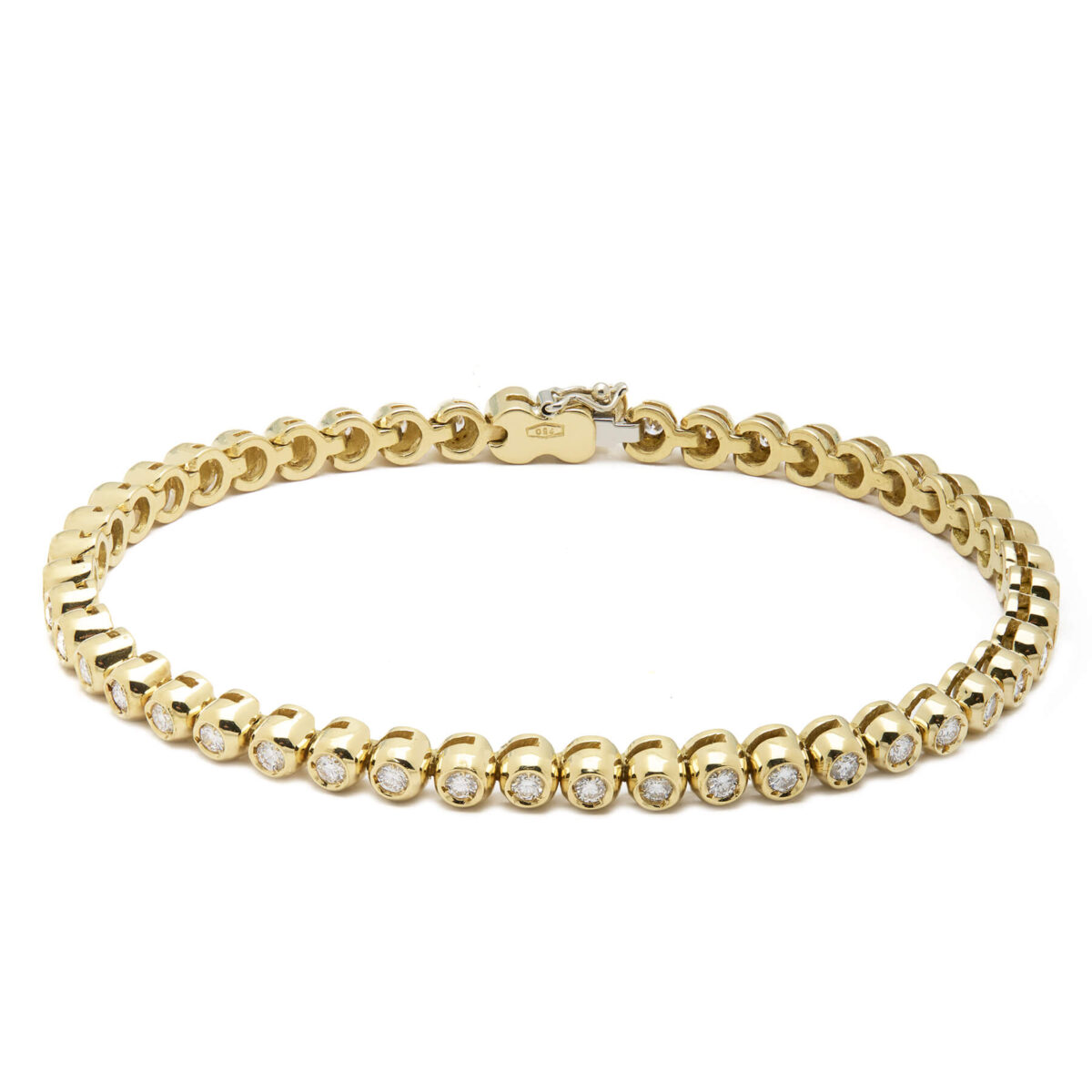Bracciale tennis cipollino in oro giallo con diamanti
