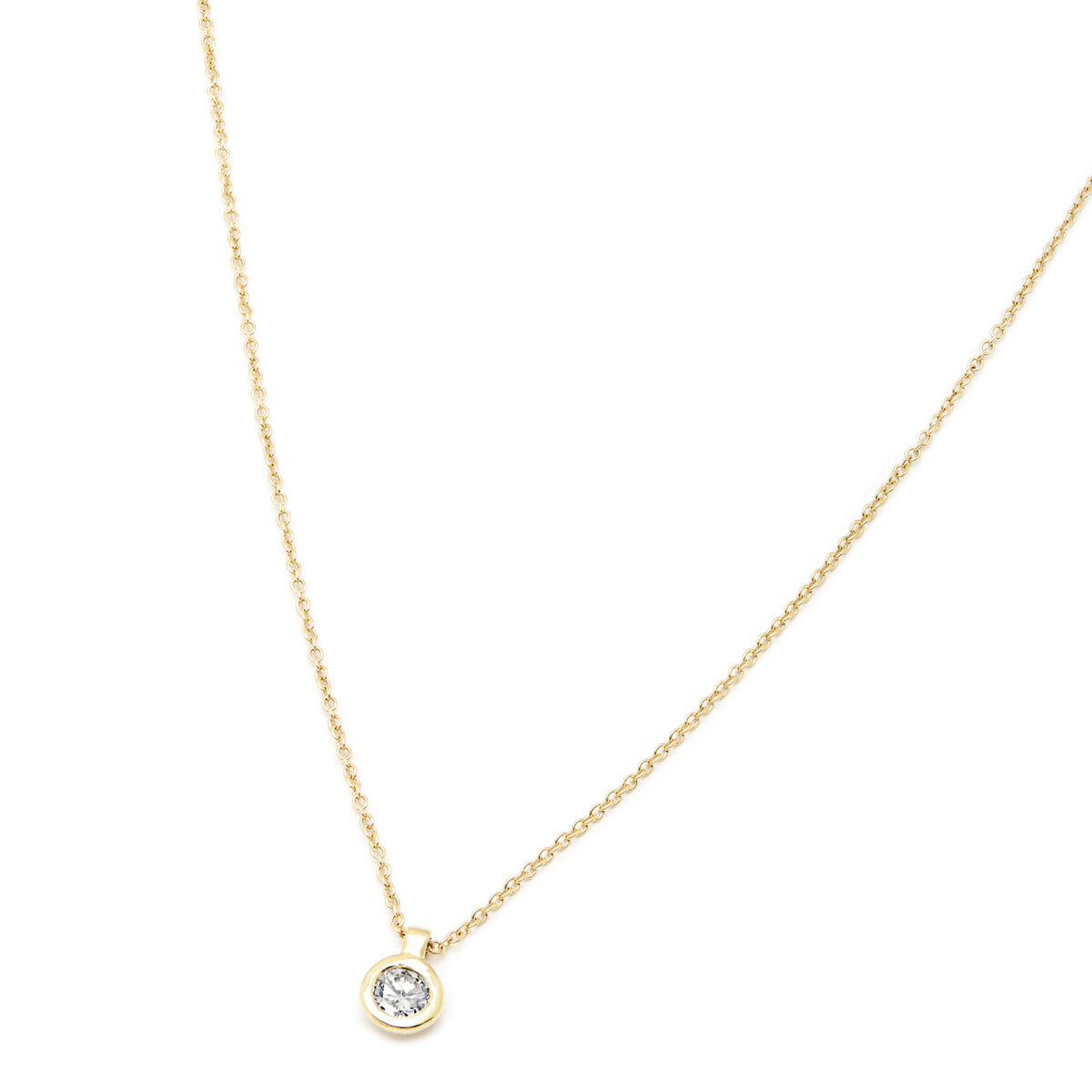 Catenina punto luce cipollino in oro giallo e diamante 0,18ct