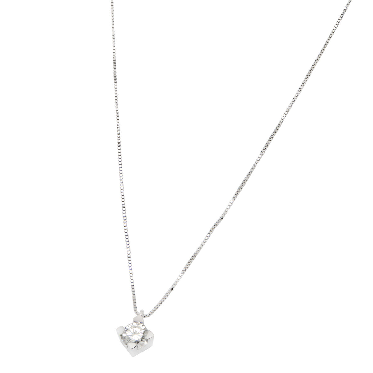 Catenina punto luce tornita a rombo in oro bianco e diamante 0,21ct