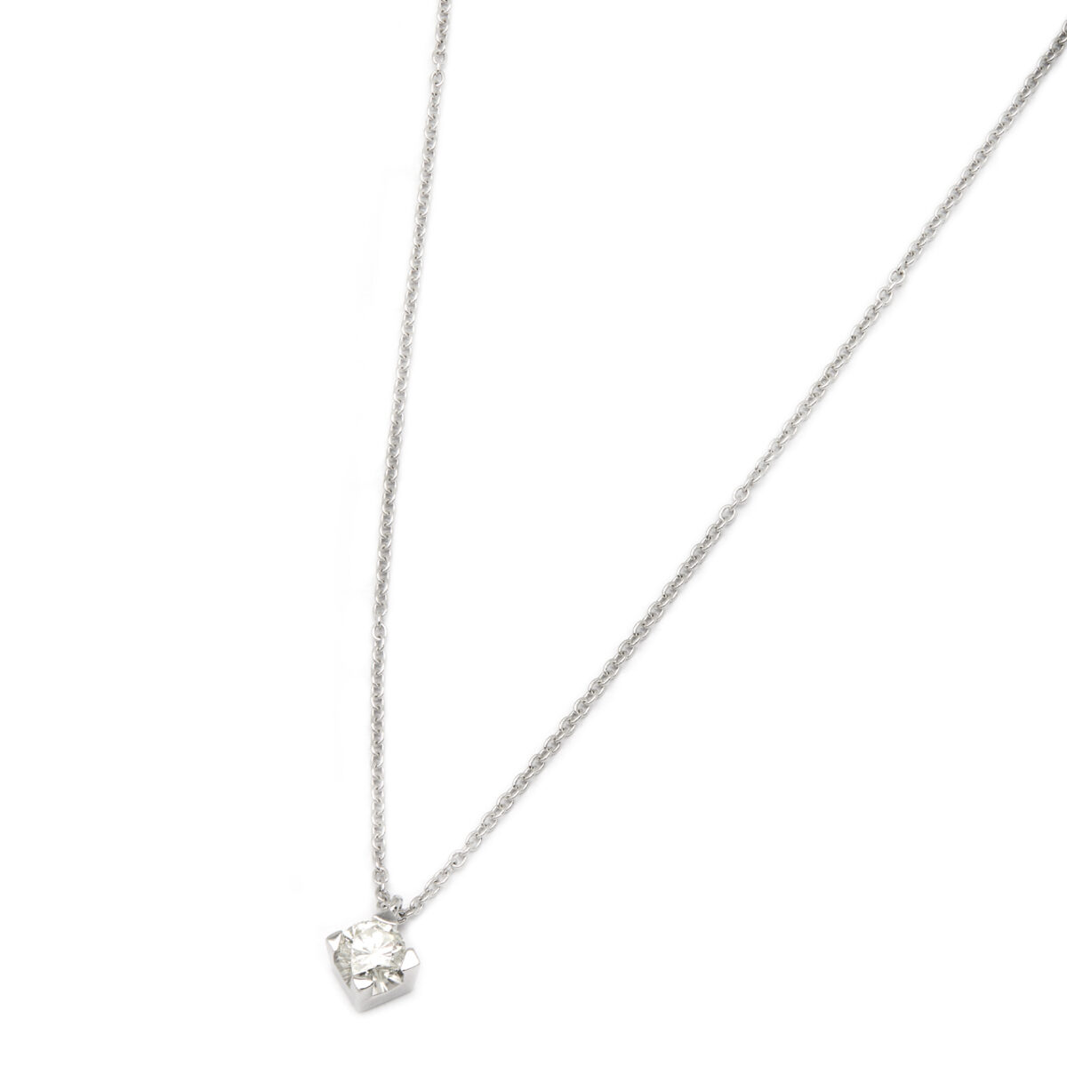 Collana punto luce in oro bianco con diamante 0,02ct