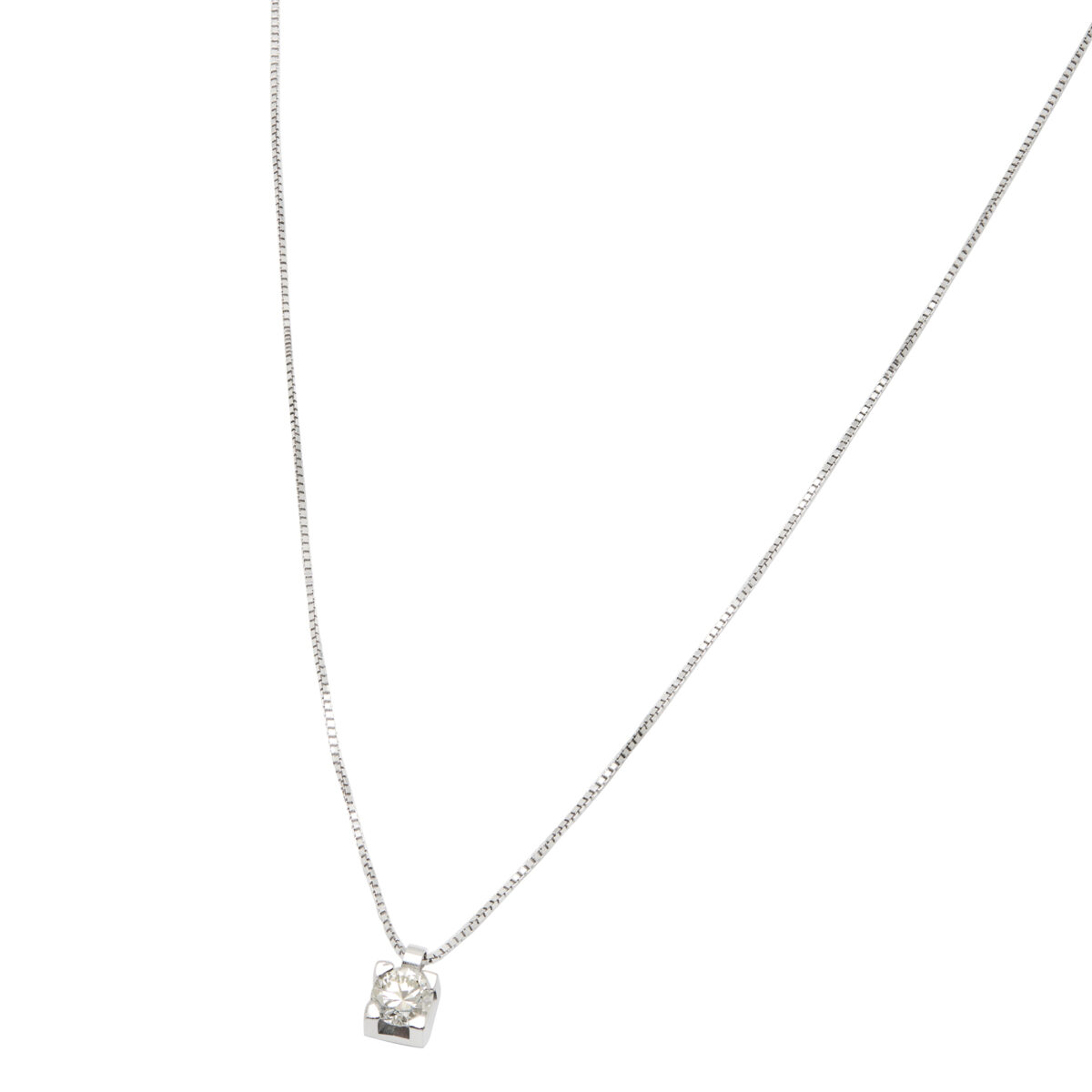 Catenina punto luce tornito in oro bianco e diamante 0,16ct