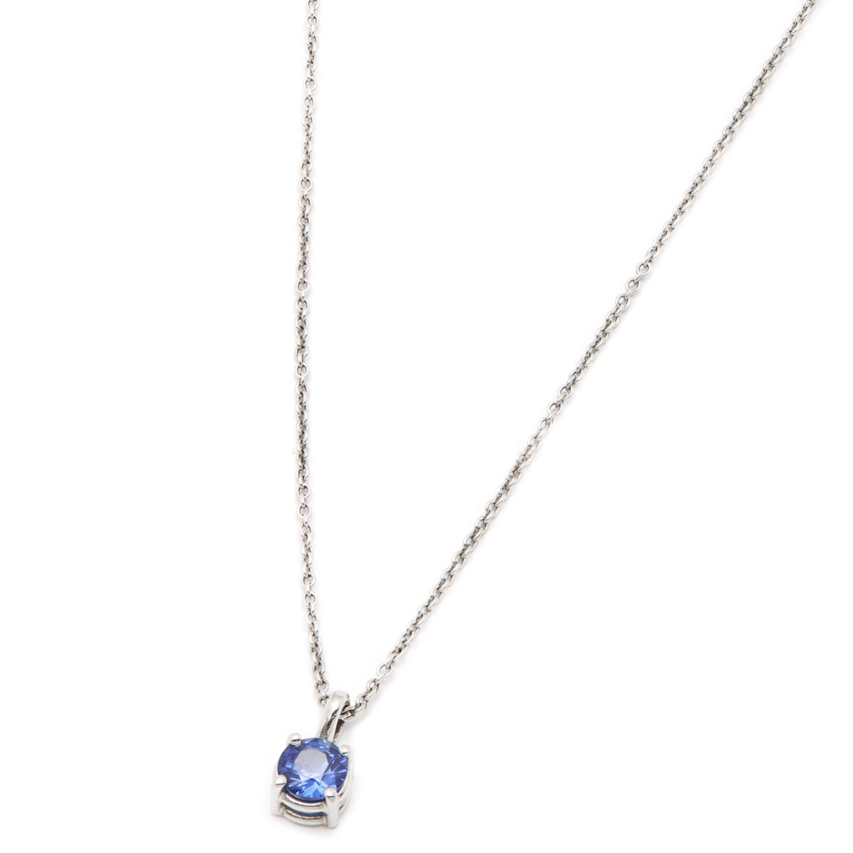 Catenina punto luce in oro bianco e zaffiro 0,32ct