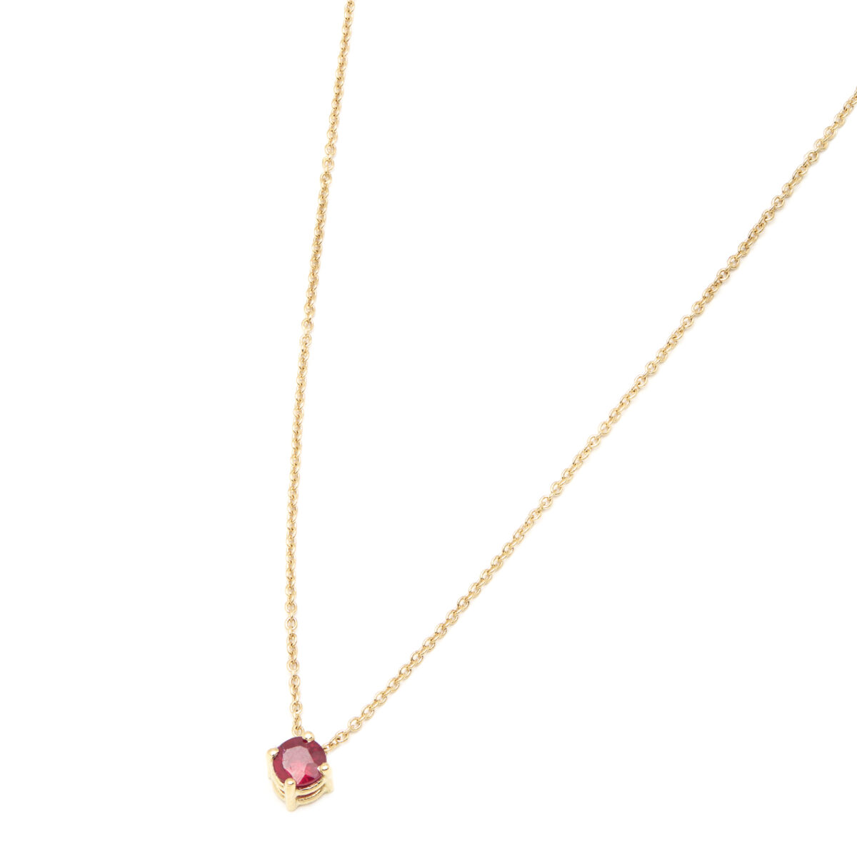 Catenina punto luce in oro giallo con rubino 0,28ct