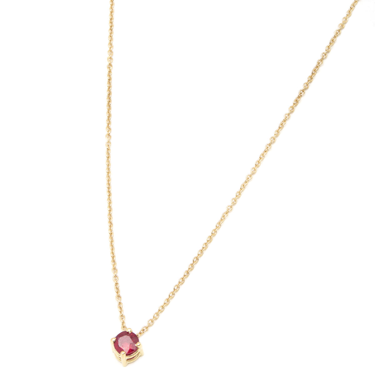 Catenina punto luce in oro giallo con rubino 0,28ct