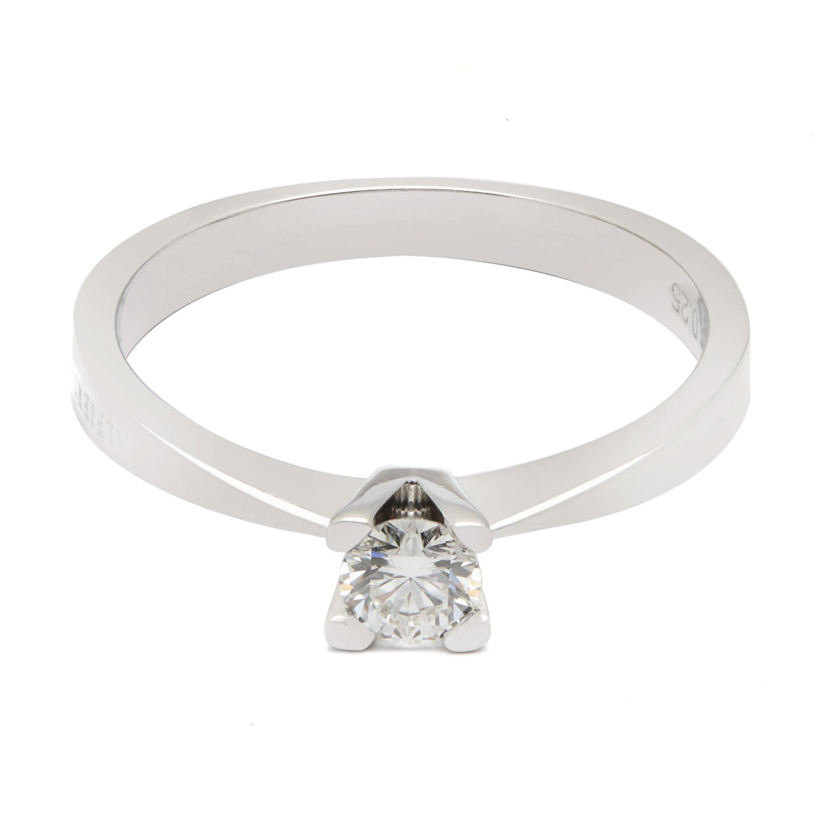 Anello solitario Alfieri in oro bianco e diamanti 0,25ct