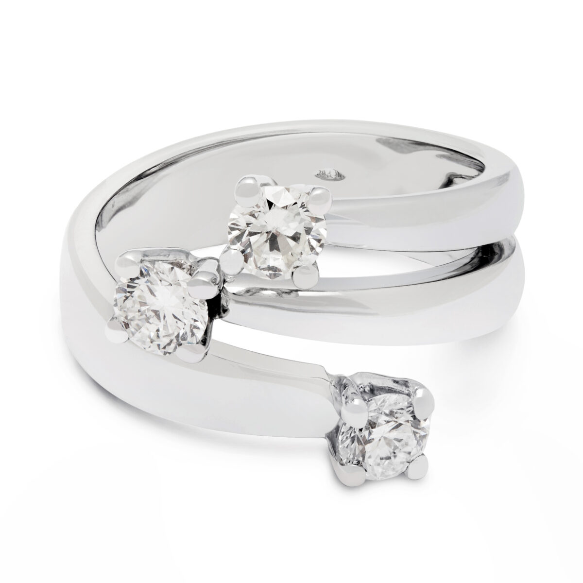 Anello trilogy contrariè in oro bianco e diamanti 0,81ct