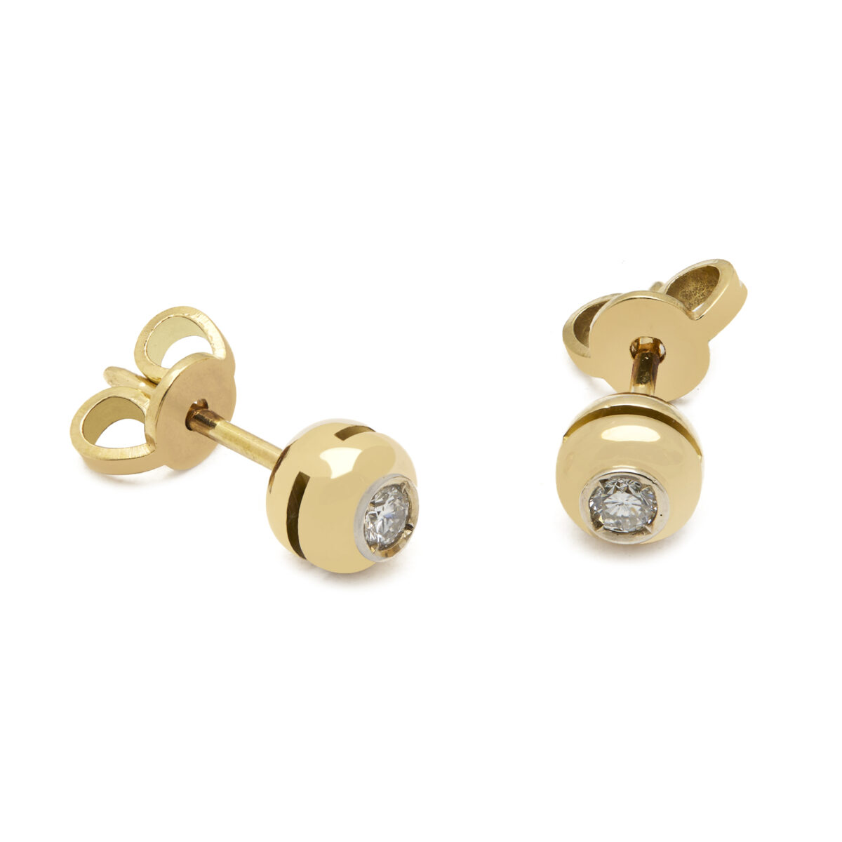 Orecchini punto luce a cipollino in oro giallo e diamanti 0,12ct