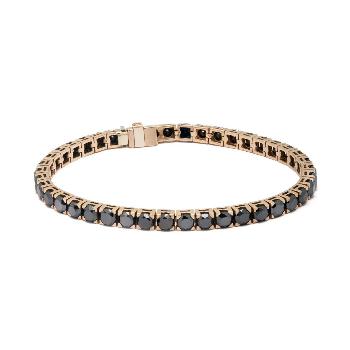 Bracciale tennis in oro rosa con diamanti neri 12,60ct