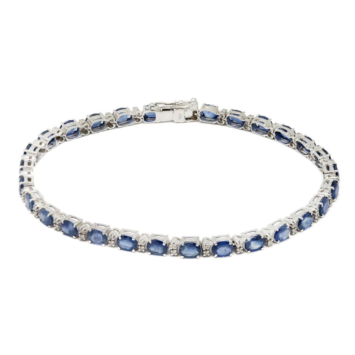 bracciale tennis in oro bianco con diamanti e zaffiri ovali (1)