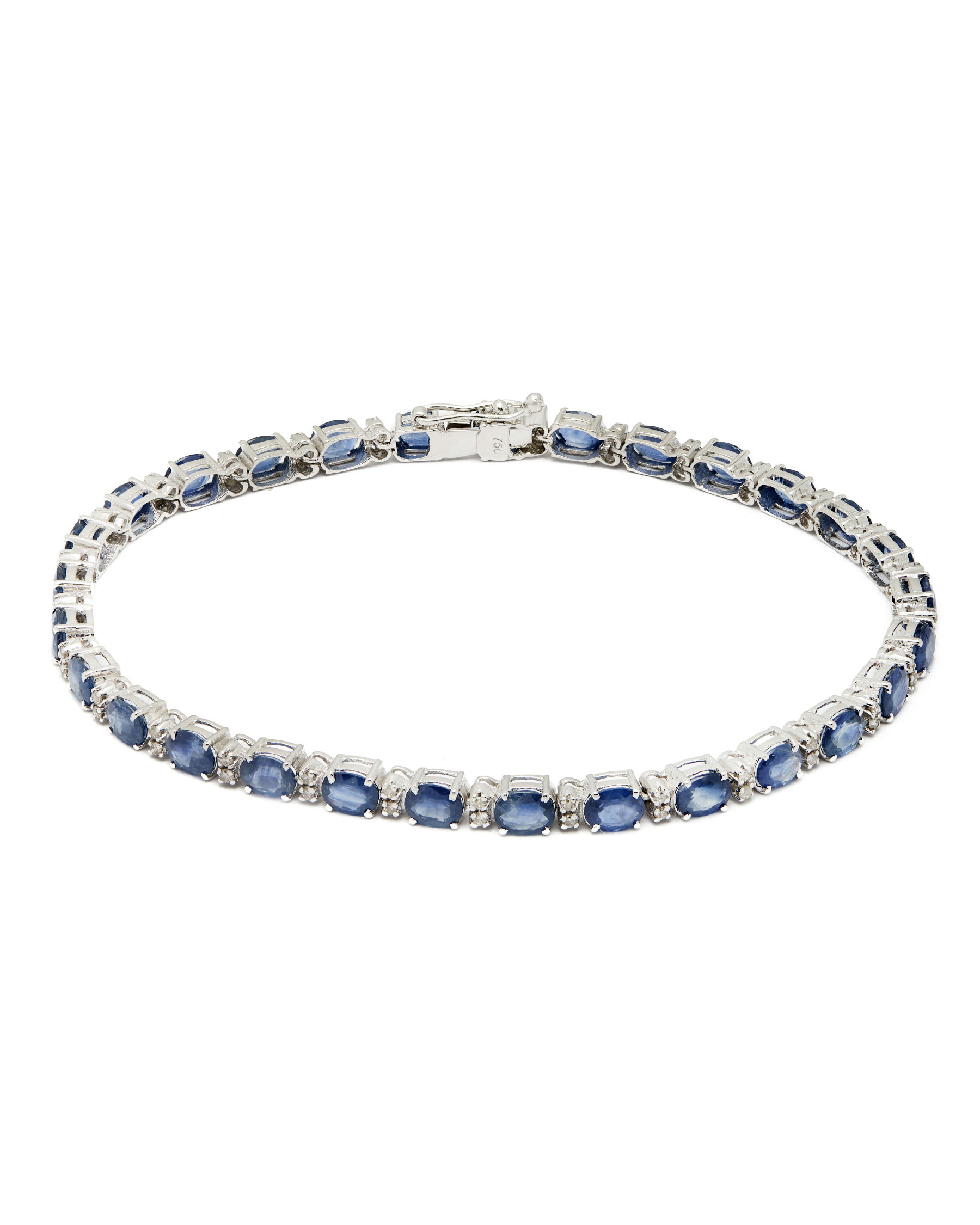 bracciale tennis in oro bianco con diamanti e zaffiri ovali (1)