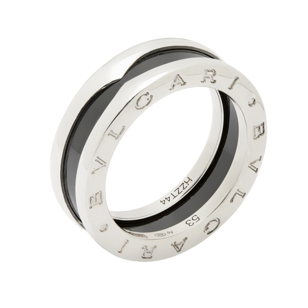 Anello bulgari save the children b.zero argento e ceramica nera