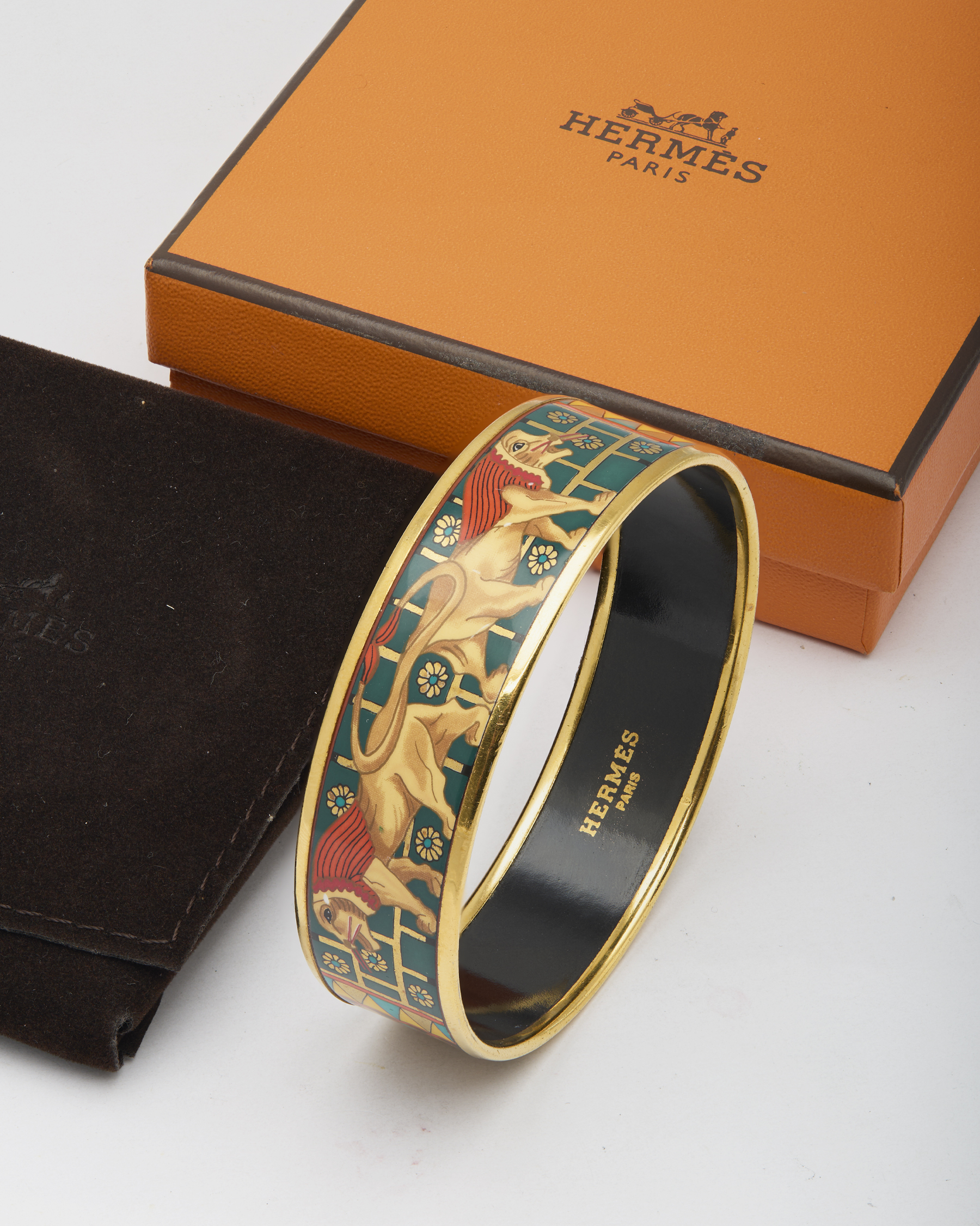 Bracciale Charm Hermes in ottone con smalto-3