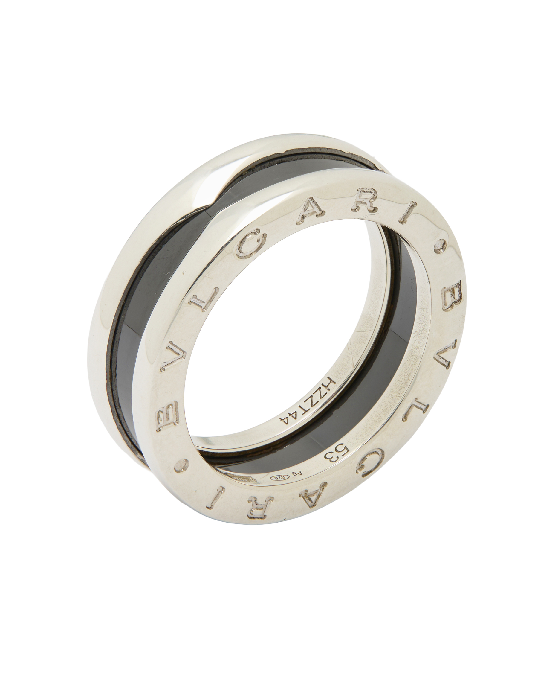 Anello bulgari save the children bzero argento e ceramica nera-1