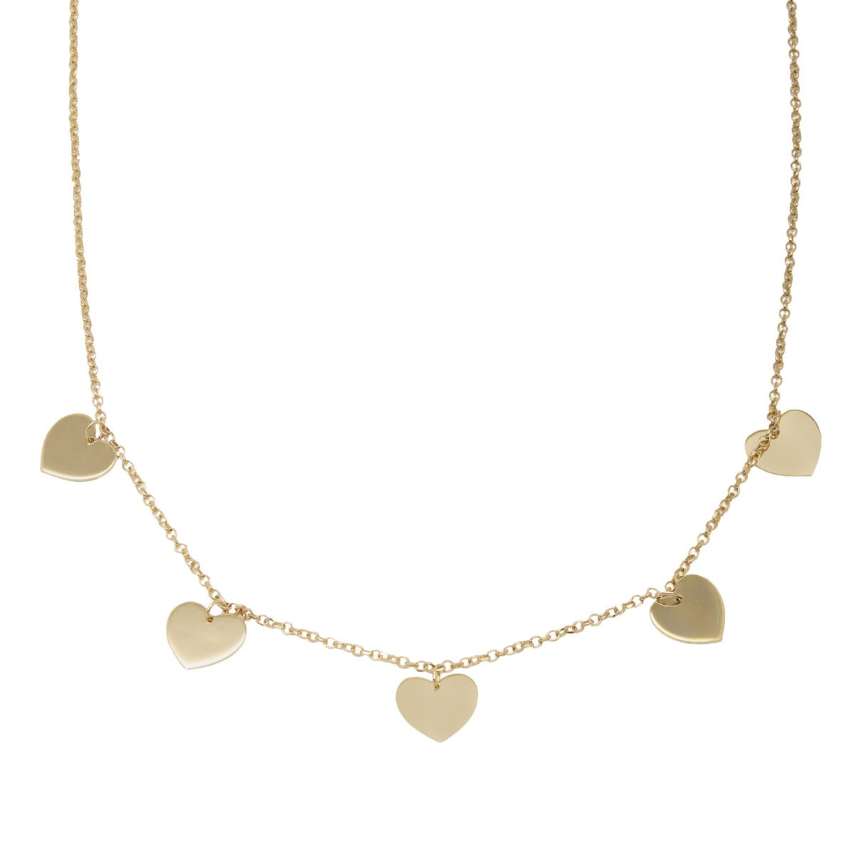 Collana con ciondoli cuore in oro giallo 18 kt