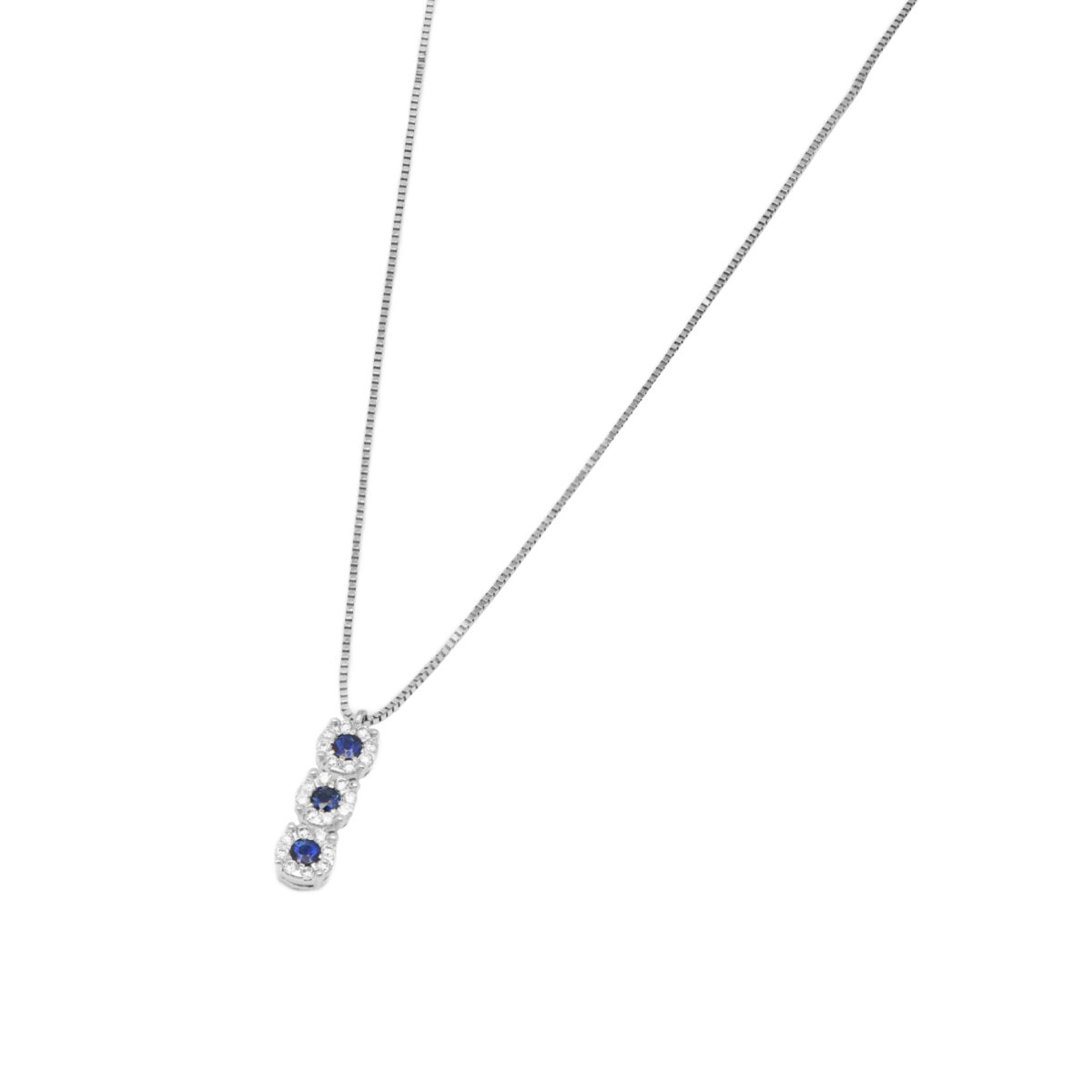 Collana puntoluce trilogy con zaffiri e diamanti