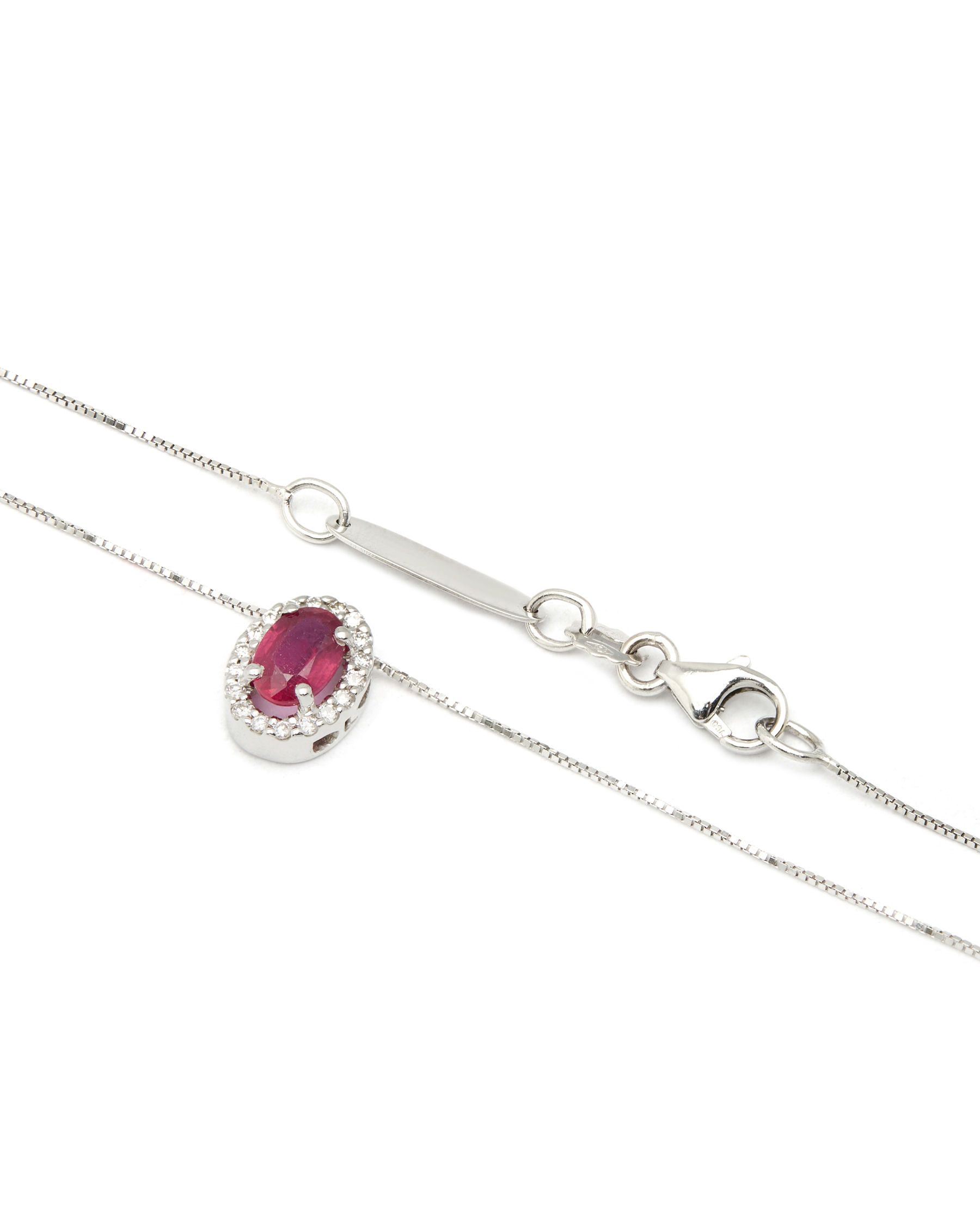 collana in oro bianco con ciondolo rubino e diamanti (2)