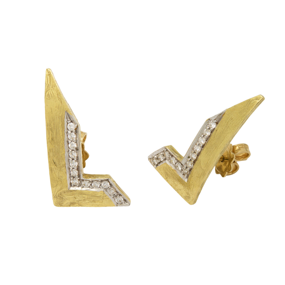 Orecchini torrini in oro giallo e bianco con diamanti-1