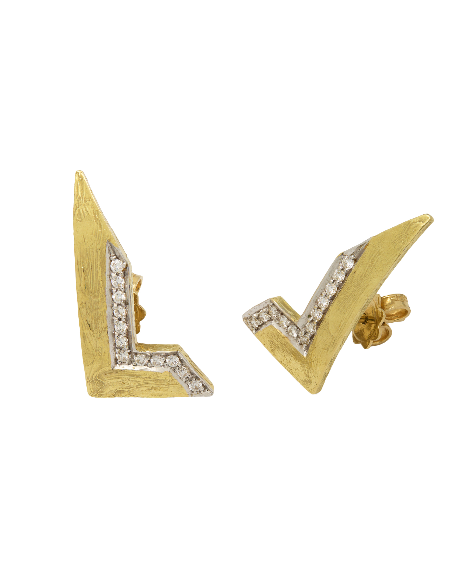 Orecchini torrini in oro giallo e bianco con diamanti-1