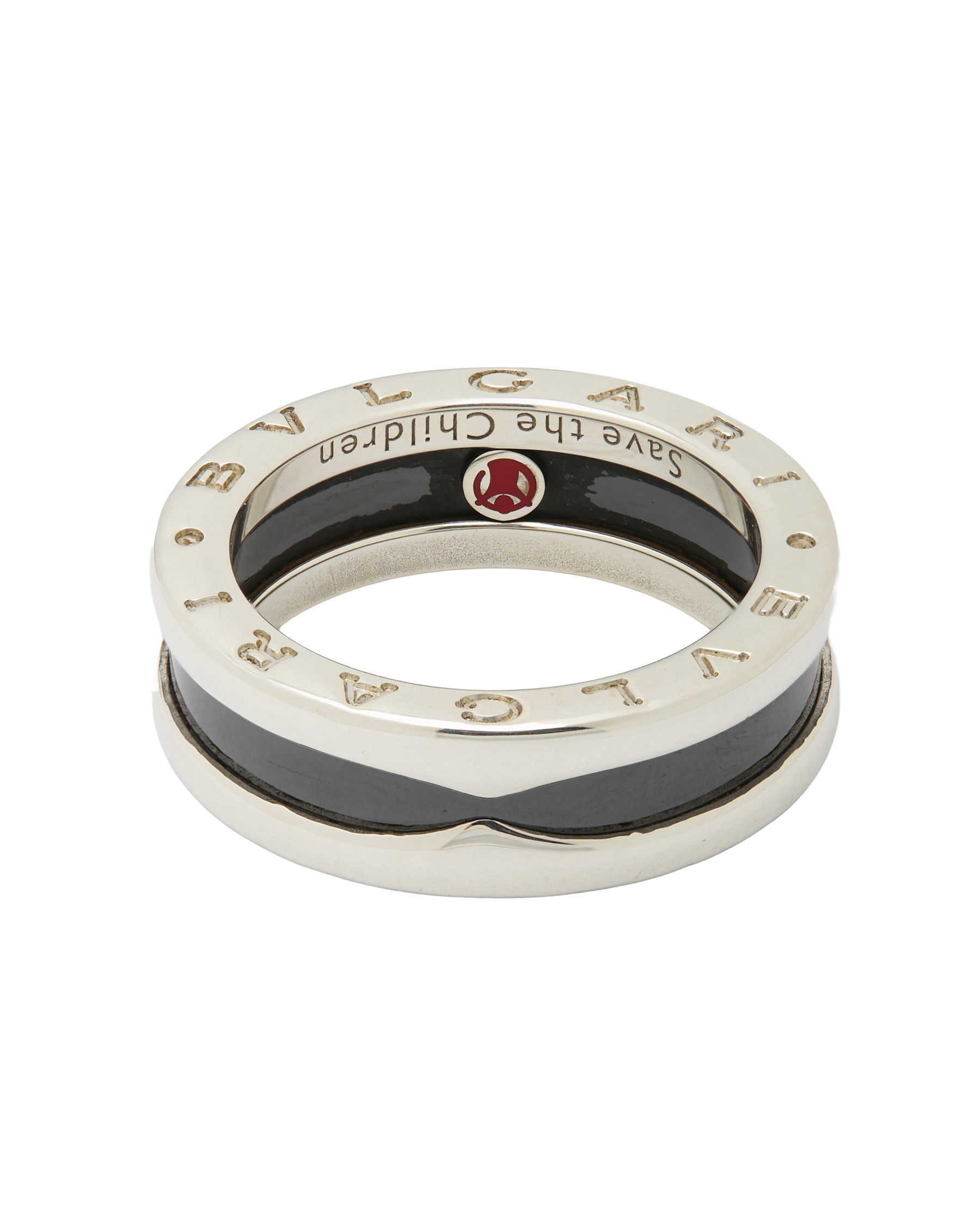 Anello bulgari save the children bzero argento e ceramica nera-2